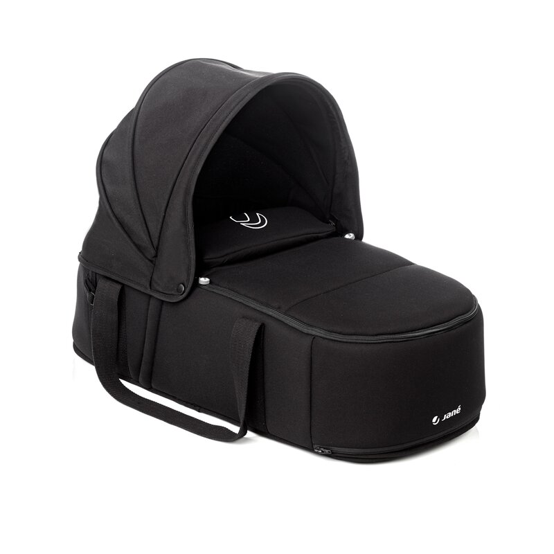 Landou portabil, Jane, Montare in carucior, Cu manere, Cu salteluta 95% materiale reciclate cu protectie UPF50, 67x29.5x43 cm, 0-9 Kg, Coal