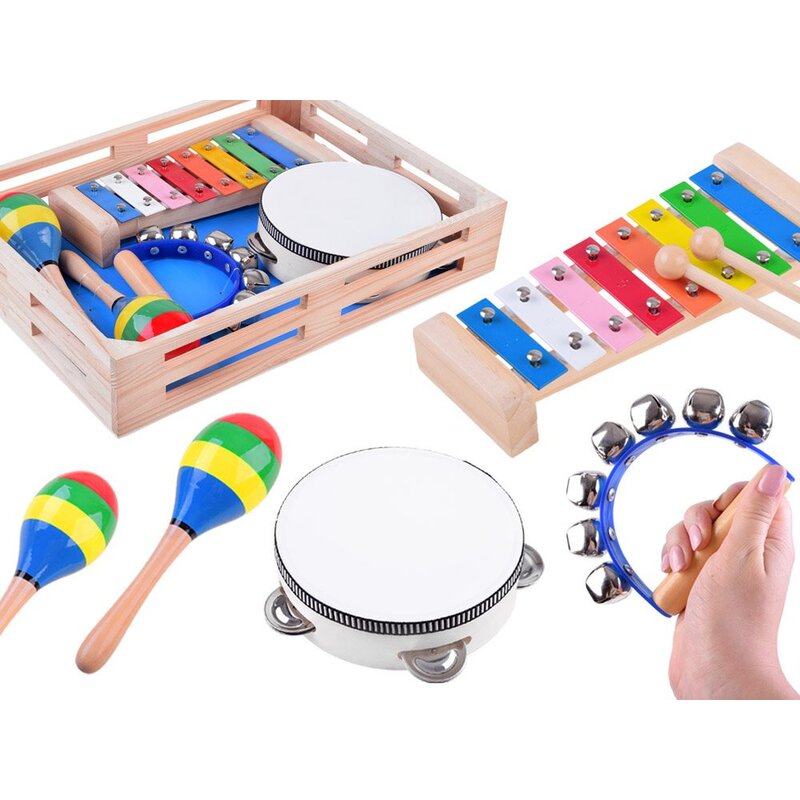 Set instrumente muzicale, Din lemn, 4 in 1