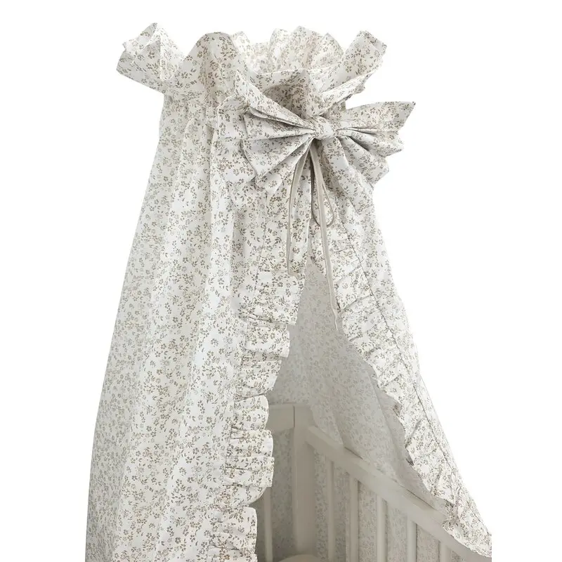 Baldachin, MimiNu, Premium, Pentru patut, Cu funda si volanas, 210x145 cm, Material certificat Oeko Tex Standard 100, Meadow