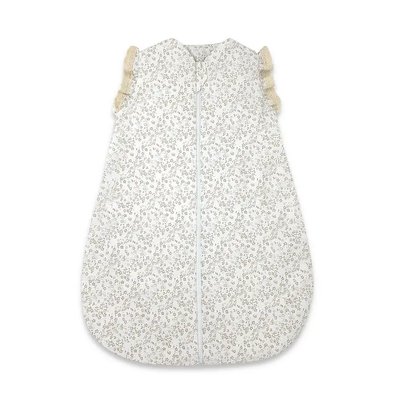 Sac de dormit, MimiNu, Premium, Pentru bebelusi, De iarna, Din bumbac certificat Oeko Tex Standard 100, Cu dantela si volan, 70 cm, 2.5 Tog, Meadow