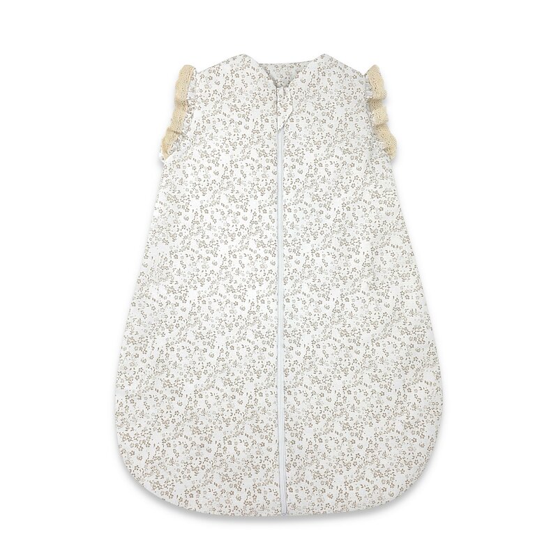 Sac de dormit, MimiNu, Premium, Pentru bebelusi, De iarna, Din bumbac certificat Oeko Tex Standard 100, Cu dantela si volan, 70 cm, 2.5 Tog, Meadow