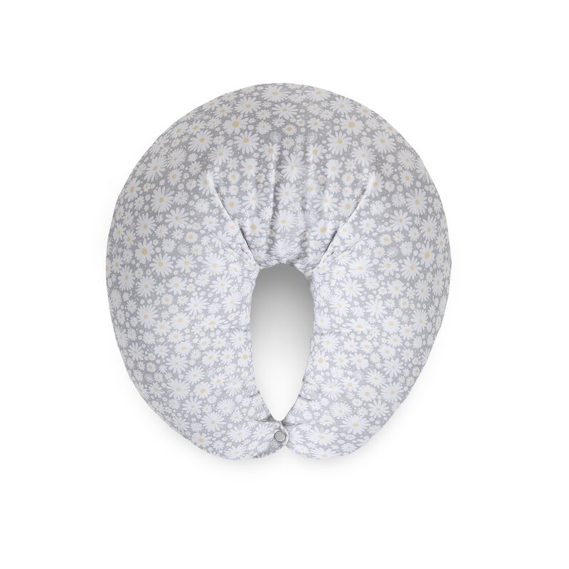 Perna pentru alaptat, Ceba Baby, Husa detasabila din bumbac, Cu puf siliconizat, 150x60x37 cm, Oeko-Tex Standard 100, Basic Chamomile