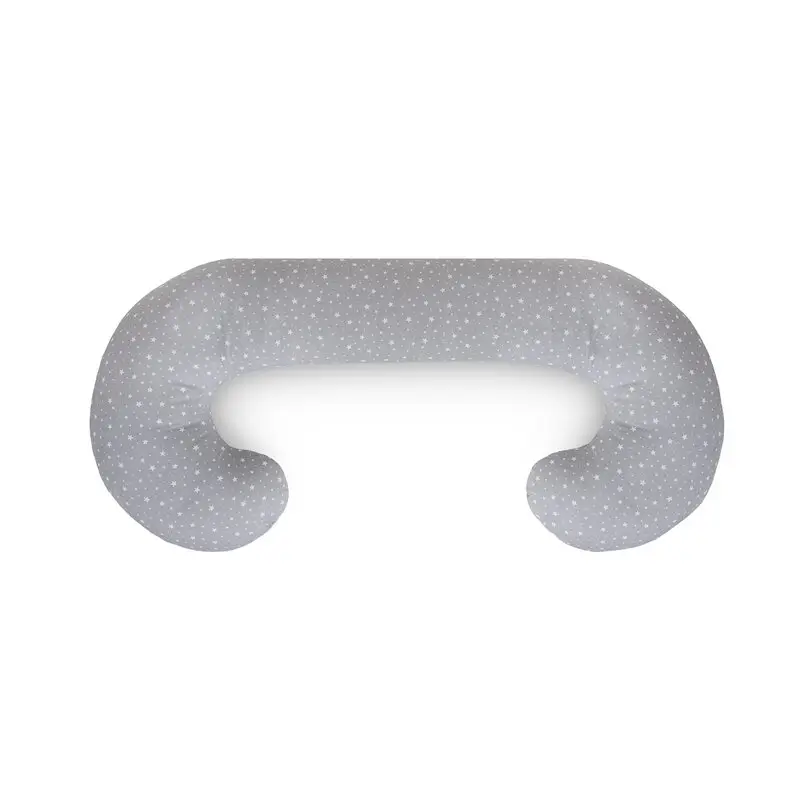 Perna multifunctionala, Ceba Baby, Pentru dureri de spate, somn confortabil si alaptat, Cu bile de silicon si microperle, Husa detasabila din bumbac, 300x30 cm, Oeko-Tex Standard 100, Grey Stars