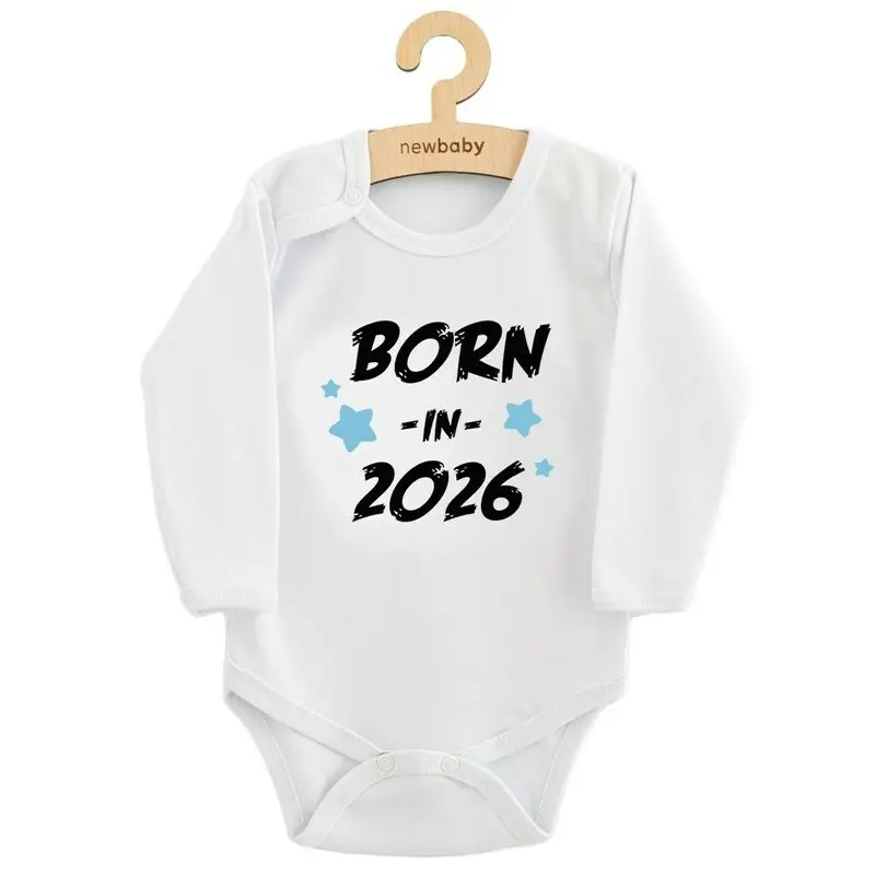 Body cu maneca lunga, New Baby, Marime 56, Din bumbac 100%, Born in 2026, Blue