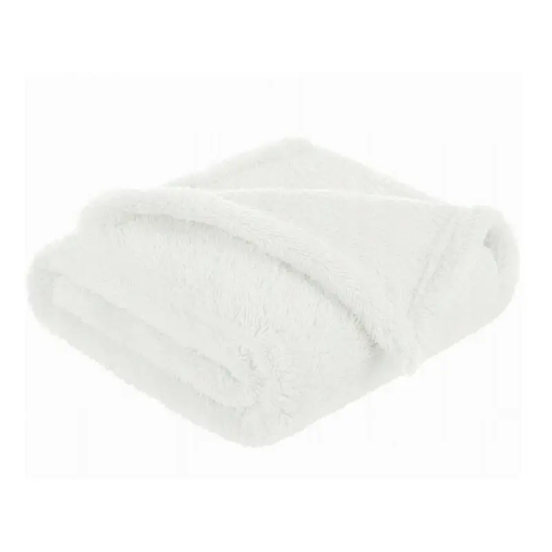 Paturica pufoasa, Qmini, Pentru copii, Din fleece, 75 x 100 cm, Alb