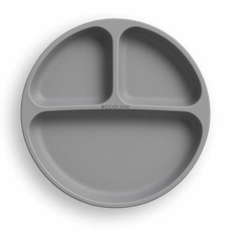 Farfurie compartimentata, Bocioland, Rotunda, Cu 3 compartimente, Fara BPA, 6-36 luni, Dark grey