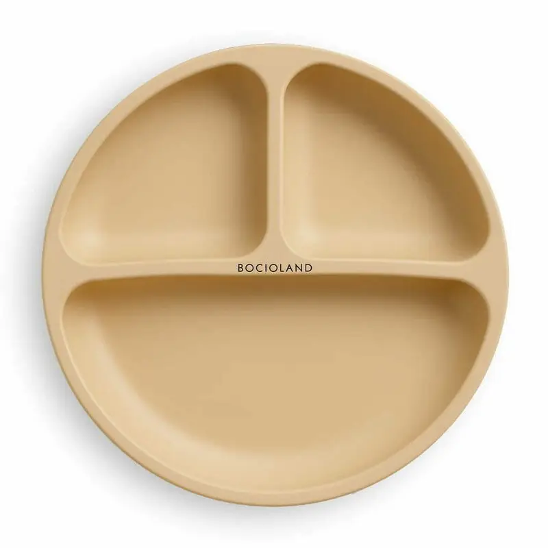 Farfurie compartimentata, Bocioland, Rotunda, Cu 3 compartimente, Fara BPA, 6-36 luni, Beige