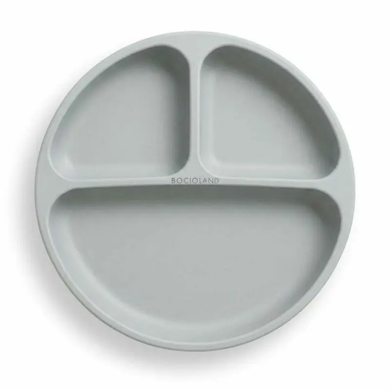 Farfurie compartimentata, Bocioland, Rotunda, Cu 3 compartimente, Fara BPA, 6-36 luni, Gray