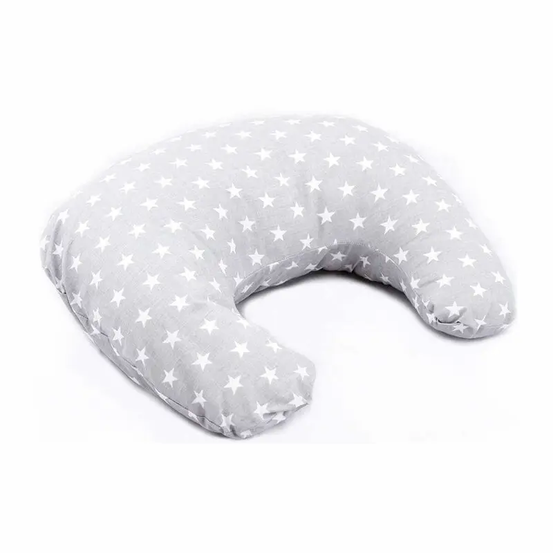 Perna pentru alaptat, Bocioland, Gray Stars, Cu husa detasabila, Din bumbac, 50x18 cm,