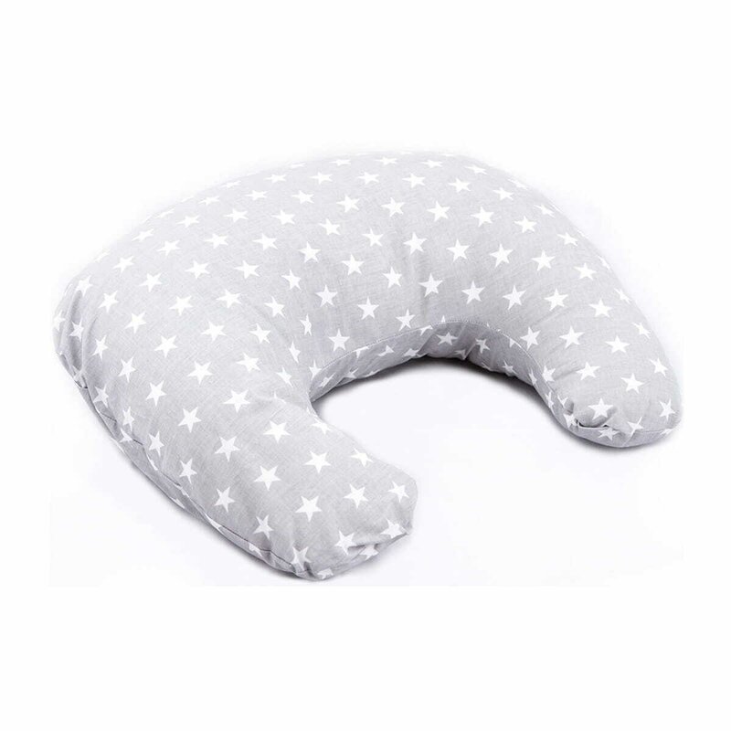 Perna pentru alaptat, Bocioland, Gray Stars, Cu husa detasabila, Din bumbac, 50x18 cm,