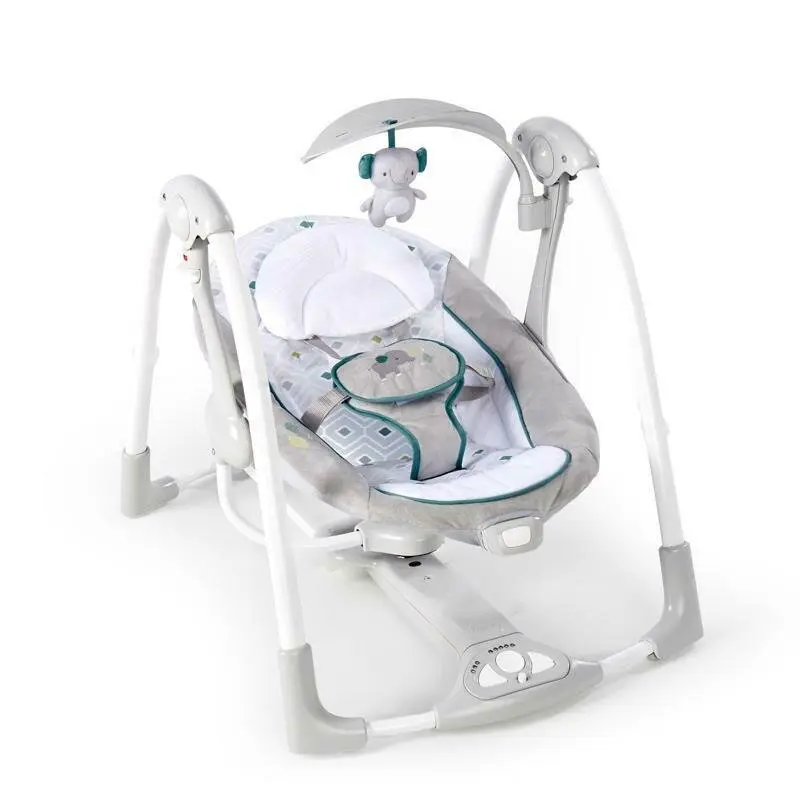 Balansoar electric 2 in 1 bebelusi, Ingenuity, ConvertMe Swing-2-Seat, Nash, 5 trepte balansare, 12 melodii si 4 sunete natura, Vibratii linistitoare, Pliabil pentru calatorii, Husa lavabila, Fara BPA, 0-9 luni, Multicolor