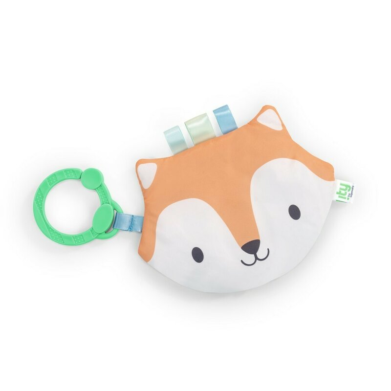 Jucarie senzoriala bebelusi, Ingenuity, Crinklet Fox Kitt, Inel pentru agatere la carucior, Stimuleaza simturile si motricitatea fina, Fara BPA, 0 luni+, Multicolor