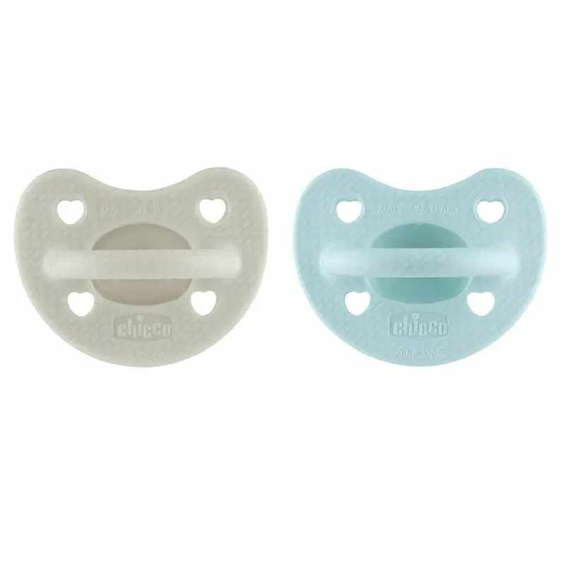 Set 2 suzete bebelusi, Chicco, Physioforma Luxe, Ortodontice, Silicon moale, Fara BPA, 6-16 luni, Gri/Verde