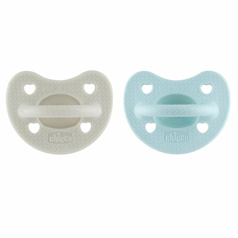 Set 2 suzete bebelusi, Chicco, Physioforma Luxe, Ortodontice, Silicon moale, Fara BPA, 6-16 luni, Gri/Verde