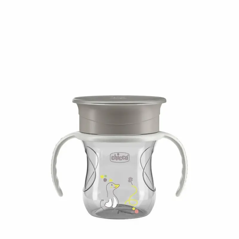 Canuta 360, Chicco, Perfect Cup, Anti-Scurgere, Manere ergonomice, Detasabile, Capacitate 200 ml, Compatibila cu masina de spalat vase, Fara BPA, 12 luni+, Gri