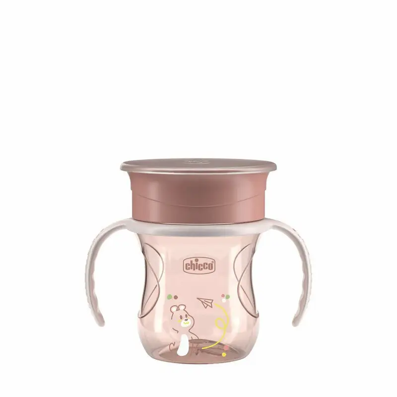 Canuta 360, Chicco, Perfect Cup, Anti-Scurgere, Manere ergonomice, Detasabile, Capacitate 200 ml, Compatibila cu masina de spalat vase, Fara BPA, 12 luni+, Roz