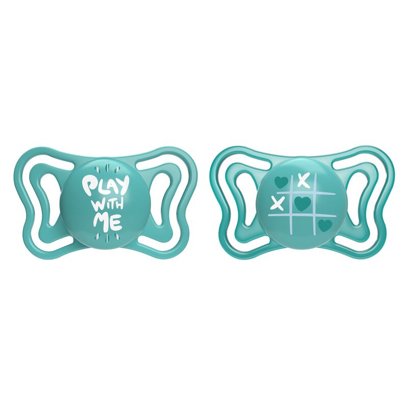 Set 2 suzete bebelusi, Chicco, Physio Forma, Silicon moale, Suprafata Soft Sense, Fosforescente, 16-36 luni, Albastru