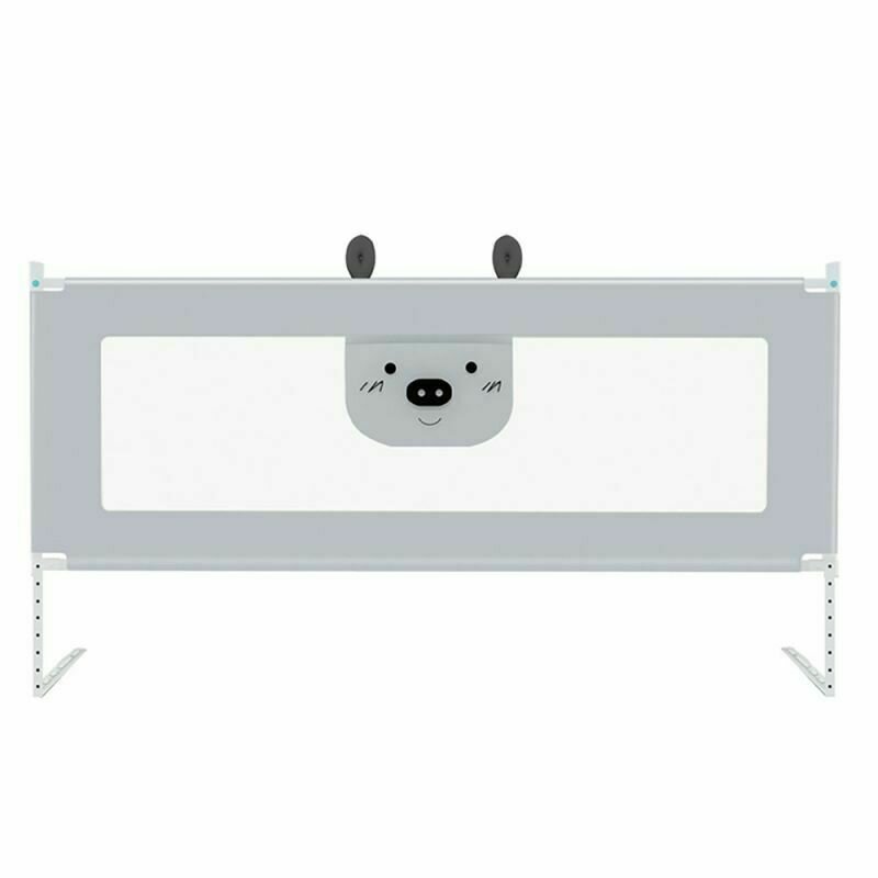 Bariera protectie pat, Primabobo, Bears, XXL, Culisanta, Cu inaltime reglabila 68-98 cm, 160 cm, Gri