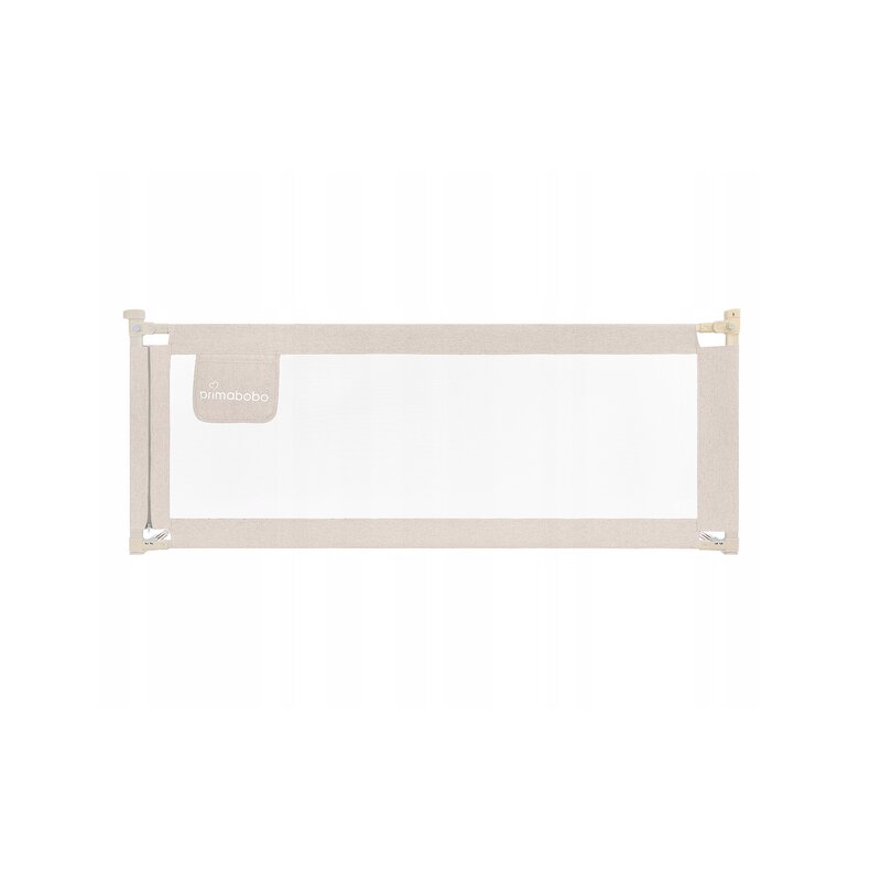 Protectie laterala pat, Primabobo, Classic, 160 cm, Inaltime reglabila 73-92 cm, Cu plasa respirabila, Prevazuta cu un buzunar, Bej