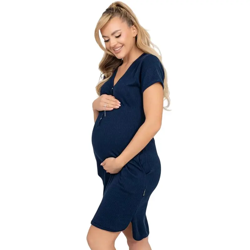 Camasa alaptat, Mona, Din bumbac, Cu capse pe mijloc, Masura XL, Navy