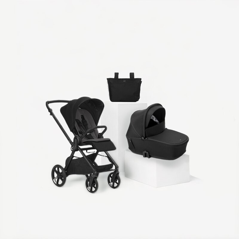 Carucior 2 in 1, Jane, Muum 5, Premium, Cadru din aluminiu, Cu landou, Reversibil, Pana la 22 kg, Conform cu EN 1888-2:2018+A1:2023, Coal
