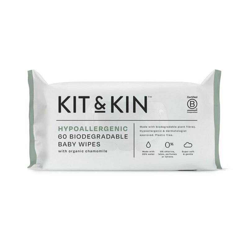 Servetele Umede Biodegradabile, Kit&Kin, Cu 99% apa, 60 buc
