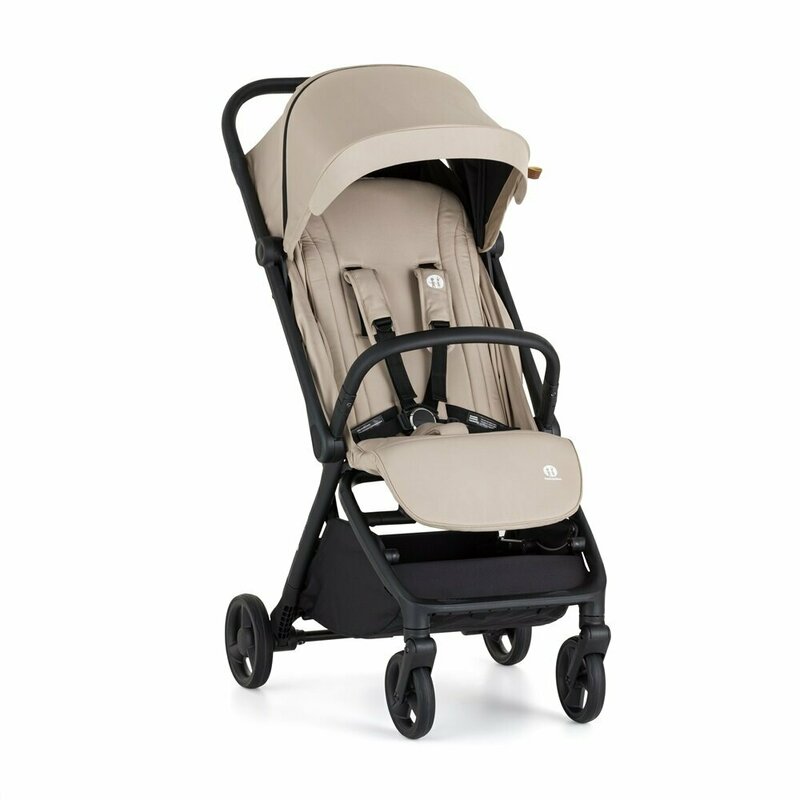 Carucior sport, Petite&Mars, Flip, Pliere compacta cu o mana, Spatar reglabil pana la pozitie de somn, Suport picioare reglabil, Copertina extensibila cu protectie UPF50+, Pana la 22 kg, 0 luni+, Bej