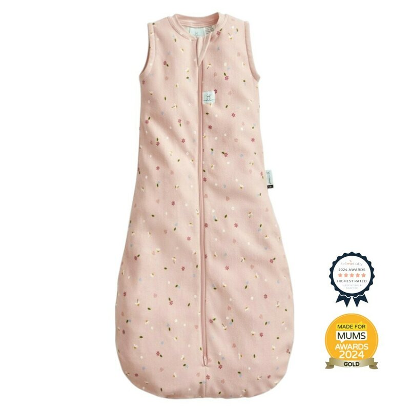Sac de dormit, ErgoPouch, Jersey, 8-24 luni, 8-14 kg, TOG 1, Bumbac organic, Fermoar bidirectional, Lavabil la masina, Croiala slim fit, Certificat non-toxic, Premiat in Australia, Model musetel, Roz