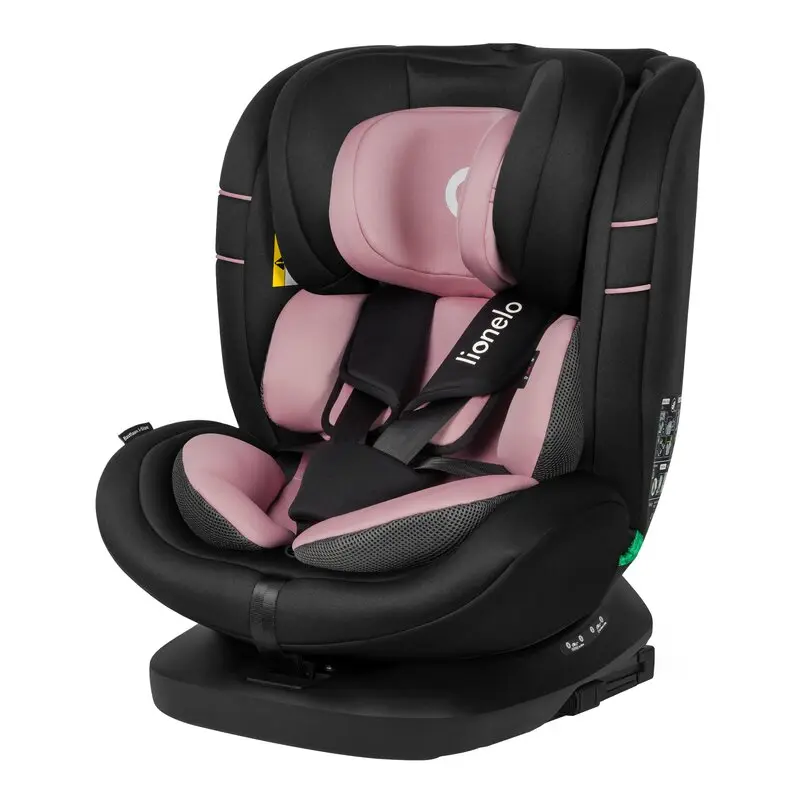 Scaun auto, Lionelo, Bastiaan i-Size, 4 in 1, Protectie laterala, Cu spatar inclinabil in 4 pozitii, Cu tetiera reglabila in 7 pozitii, Rotire 360 grade, Top Tether, 0-36 Kg, 40-150 cm, Cu Isofix, Conform cu ECE R129/03, Roz deschis