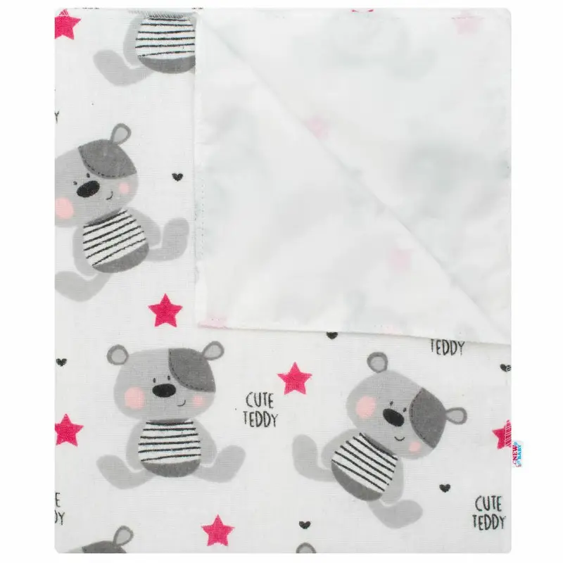 Scutec impermeabil, New Baby, Din flanel, Cu multiple intrebuintari, Dimensiune 57x47 cm, Cute Teddy Pink
