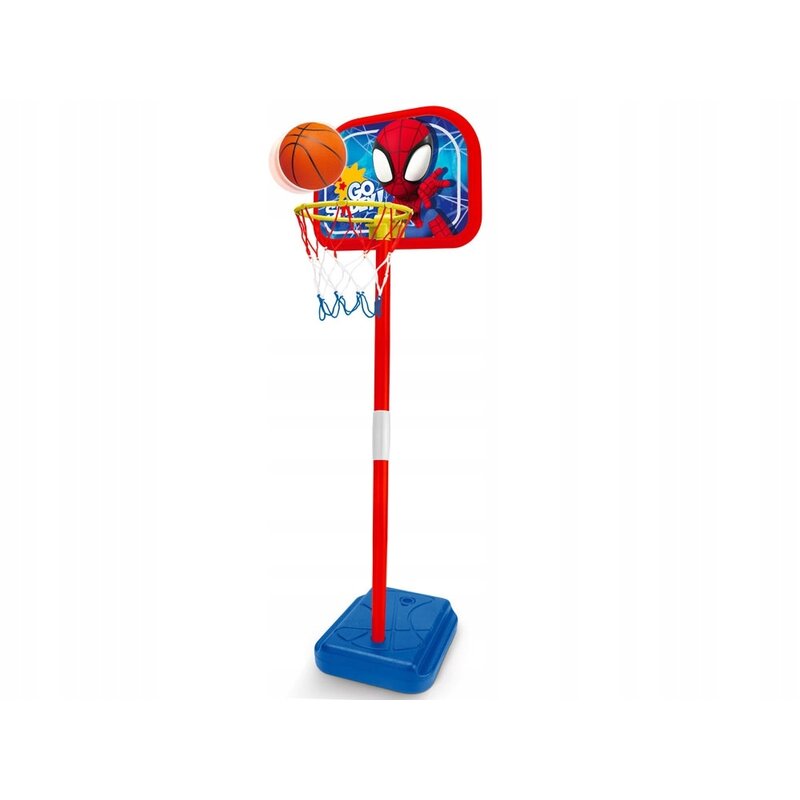 Set baschet, Stamp, Spidey, Include minge si pompa, Cos reglabil, Inaltime 106 cm, Baza stabila, 3 ani+, Multicolor