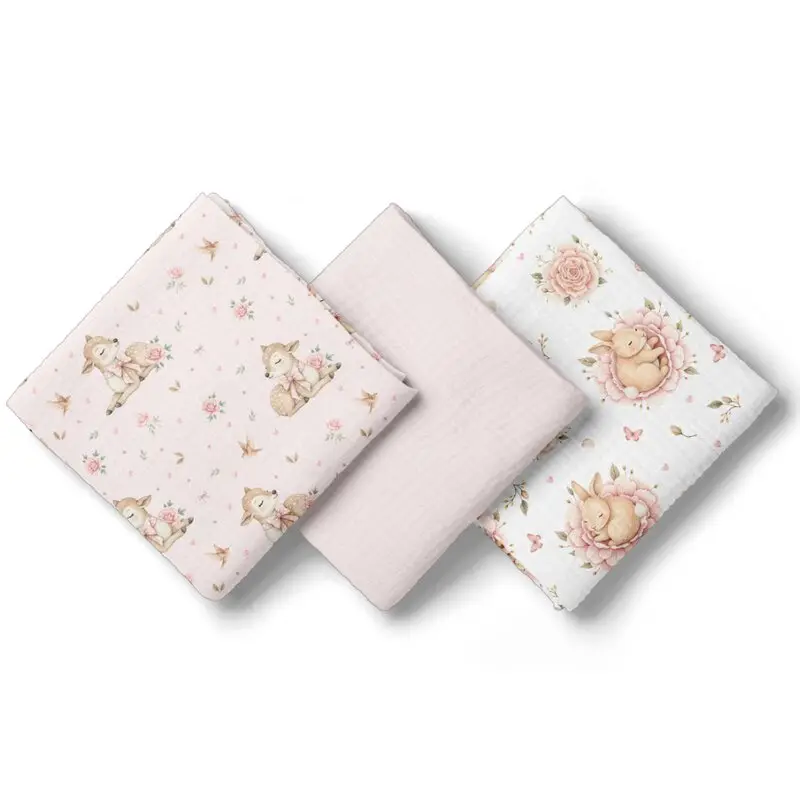Set 3 scutece, Bocioland, Din muselina, Hipoalergenice, Dimensiune 70 x 70 cm, Pink