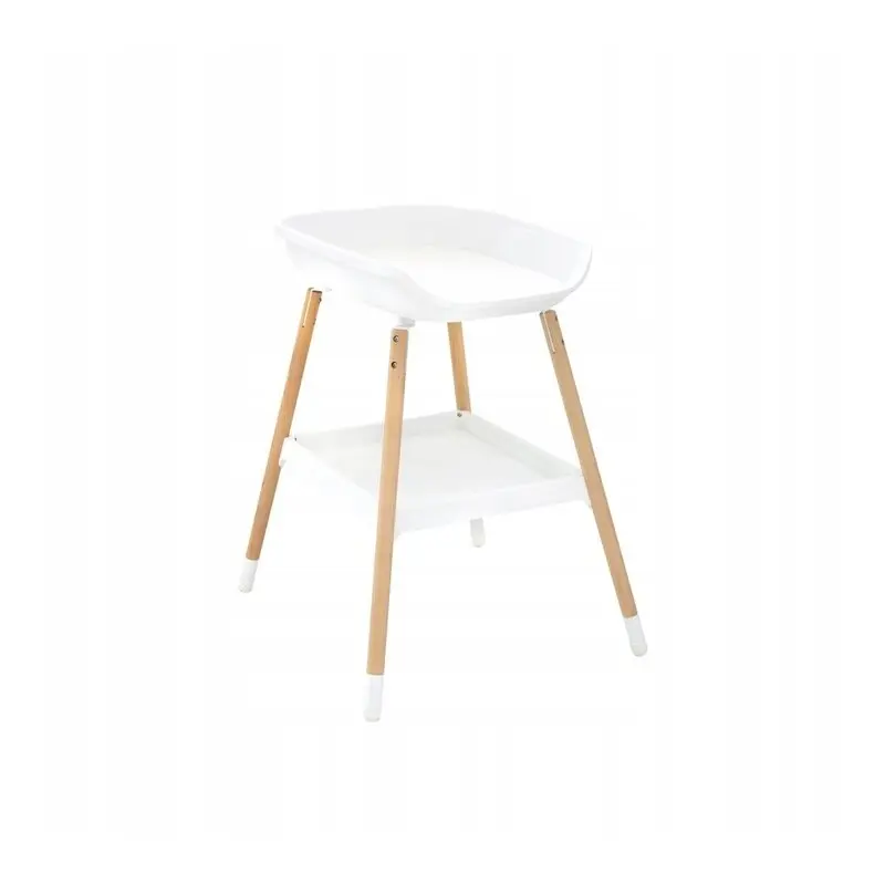 Masuta de infasat, BabyTrold, Cu saltea de infasat inclusa, Spatiu pentru depozitare, 77x67x90 cm, Sustine 11 kg, Lemn de fag, Alb/Natur