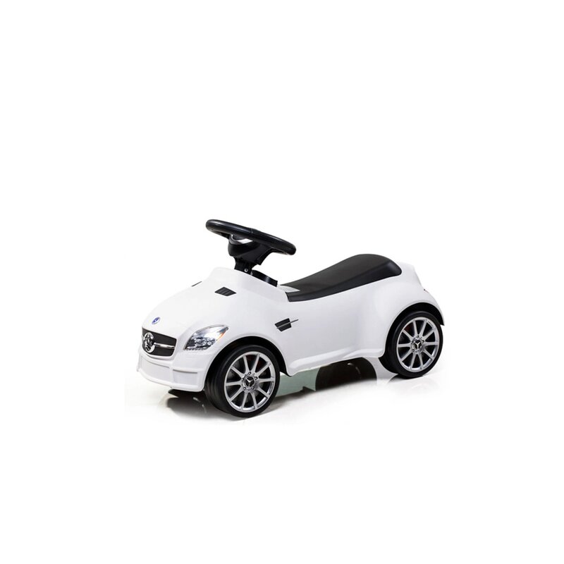Vehicul ride-on, BabyTrold, Model Mercedes, Claxon pe volan, 18 luni+, Sustine 25 kg, 67x29x37 cm, Alb
