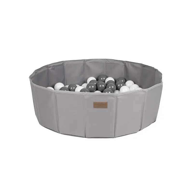 Piscina uscata pliabila, BabyTrold, Cu 100 bile, Fara ftalati si BPA, 80x80x25 cm, 18 luni+, Gri