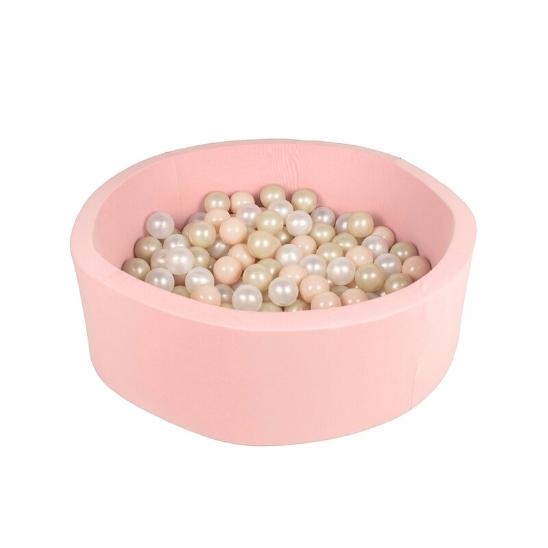 Piscina uscata, BabyTrold, Cu 100 bile, Fara ftalati si BPA, Husa detasabila, 90x90x30 cm, 18 luni+, Roz