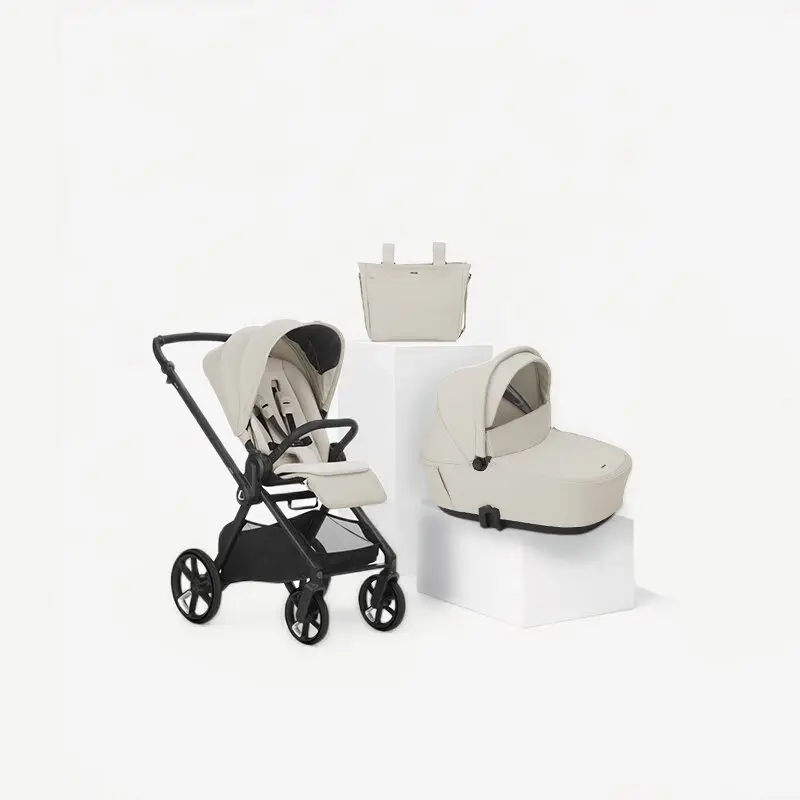 Carucior 2 in 1, Jane, Muum 5, Premium, Cadru din aluminiu, Cu landou, Reversibil, Pana la 22 kg, Conform cu EN 1888-2:2018+A1:2023, Sand II