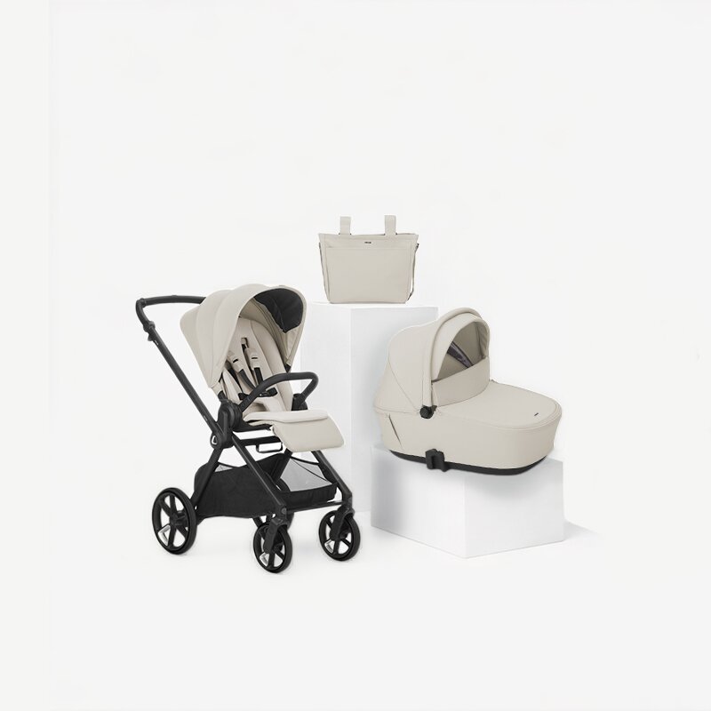 Carucior 2 in 1, Jane, Muum 5, Premium, Cadru din aluminiu, Cu landou, Reversibil, Pana la 22 kg, Conform cu EN 1888-2:2018+A1:2023, Sand II