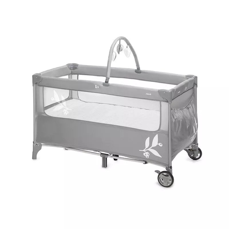 Patut pliant, Jane, Duo Level, Cu roti, Cu arcada cu jucarii, Geanta de transport, Cu doua nivele, Conform standardelor europene EN 716-1:2017+AC:2019EN 16890:2017 + A1:2021, Mist
