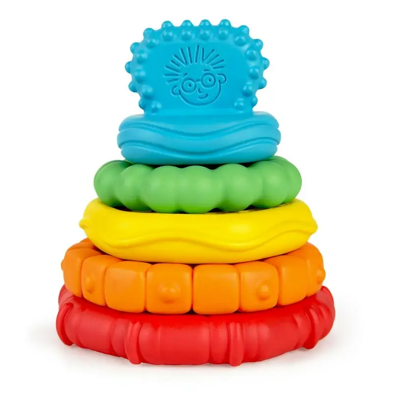 Jucarie de stivuit, Baby Einstein, Stack&Teethe, Multifunctionala, Pentru stivuire si dentitie, 5 piese, 3 ani+, Multicolor