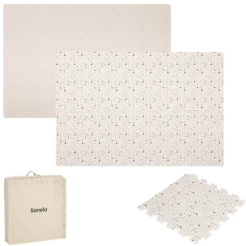 Covoras educativ, Lionelo, Yoka, Din spuma XPE non-toxica, Tip puzzle, 6 piese, Cu doua fete, Suprafata antiderapanta, 173x116 cm, Grosime 1.5 cm, Bej