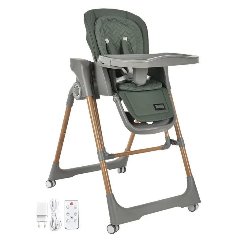 Scaun de masa 2 in 1, Bebe Stars, Serenna, Poate fi utilizat ca si leagan pentru copii, Cu telecomanda, Conform cu EN12790-1,2:2023, EN71-3:2019+A1:2021, EN14988:2017+A2:2024, Green