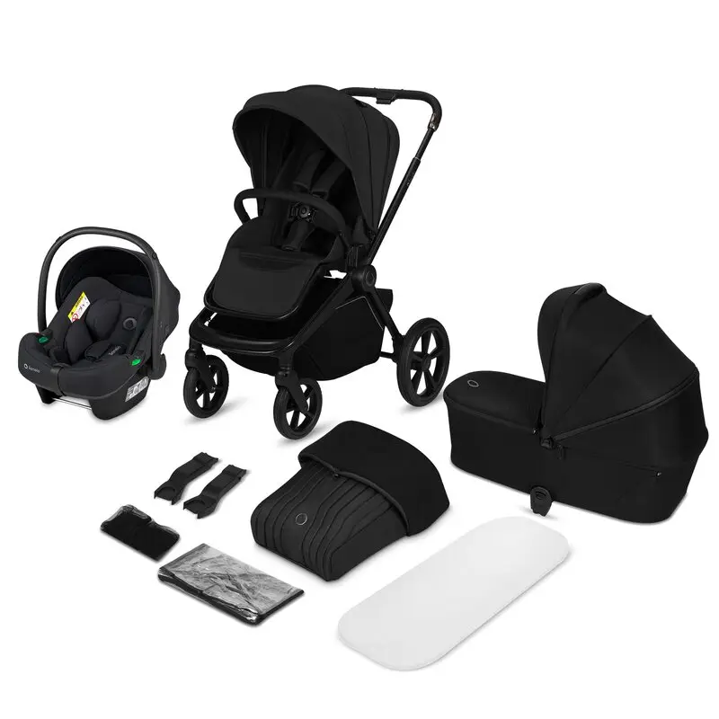 Carucior 3 in 1, Lionelo, Freya, Cu scoica ADAC, Landou si salteluta ventilate, Pliabil, Reglare spatar in 3 pozitii, Suport de picioare in 4 pozitii, Maner reglabil in 3 pozitii, Sustine 22 kg, Cu accesorii, 0 luni+, Negru