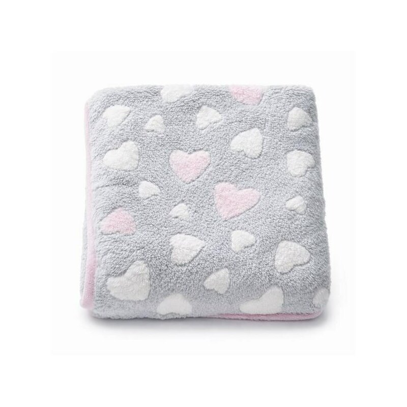 Paturica bebe, New Baby, 80x90 cm, Pufoasa, Pink Heart