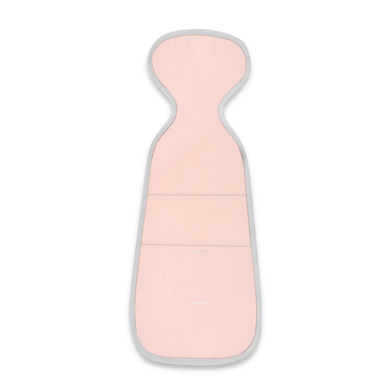 Insertie anti-transpiratie pentru carucior/scaun auto, Qmini, Din plasa 3D si muselina, Powder Pink