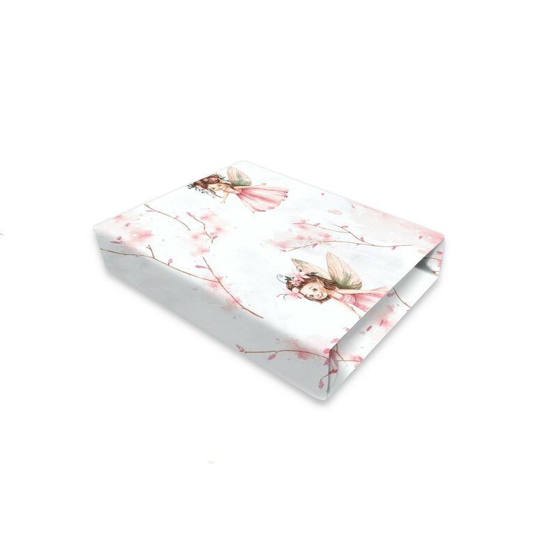 Cearceaf cu elastic, Qmini, Pentru patut 140X70 cm, Din bumbac certificat Oeko Tex Standard 100, Fairy Pink