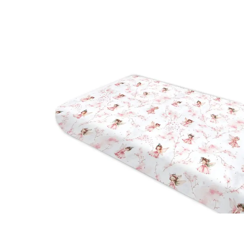 Cearceaf cu elastic, Qmini, Pentru pat 160x80 cm, Din bumbac certificat Oeko Tex Standard 100, Fairy Pink