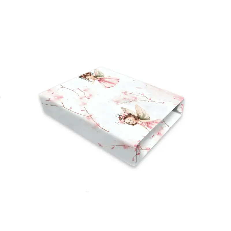 Cearceaf cu elastic, Qmini, Pentru patut co-sleeper, Leonie, Dimensiune 83 x 50 cm, Din bumbac certificat Oeko Tex Standard 100, Fairy Pink