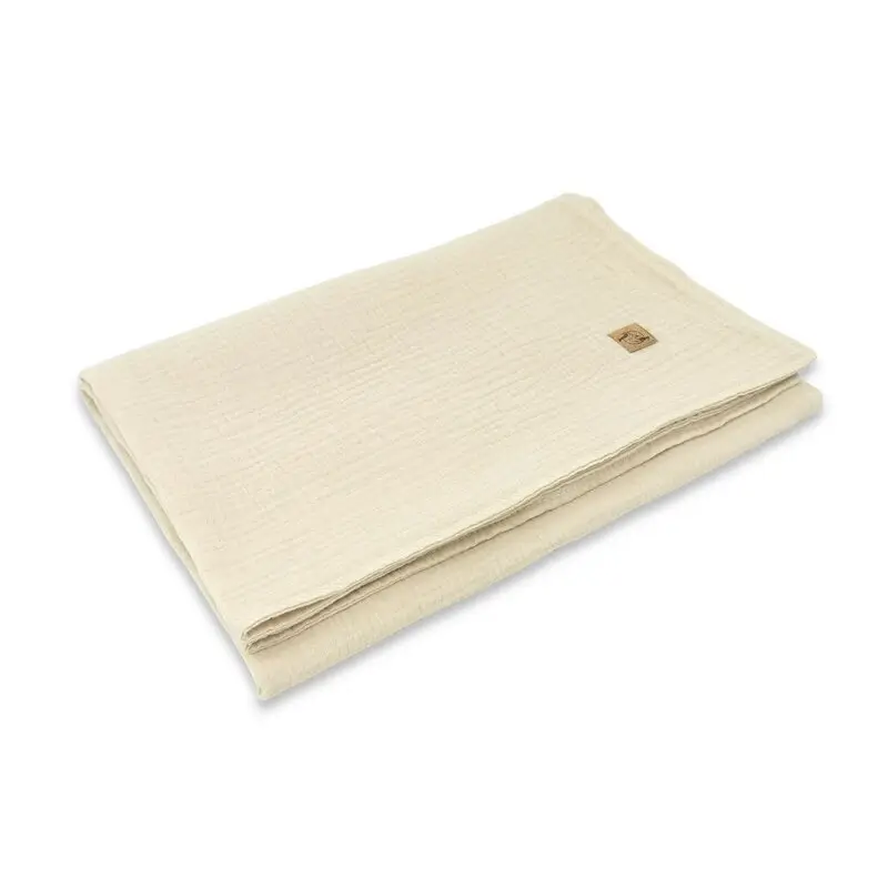 Paturica moale, Qmini, 75x100 cm, Din muselina dubla, Warm Beige
