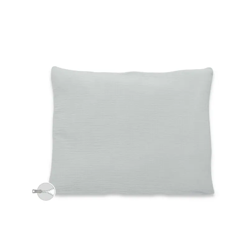 Perna clasica de dormit, Qmini, Cu husa detasabila cu fermoar, Din muselina dubla, 30x40 cm, Grey